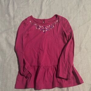 George Girls' Raspberry Long-Sleeve Peplum Top with Jewel Accents
